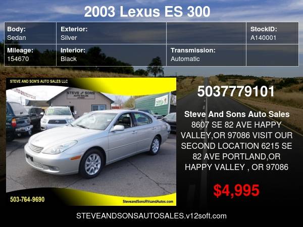 2003 Lexus ES 300 Base 4dr Sedan - - by dealer for sale in Happy valley, OR – photo 22