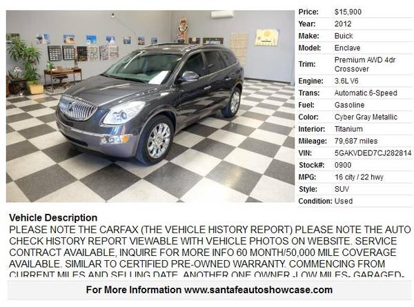 ★2012 Buick Enclave Premium AWD 4dr Crossover 79687 Miles★ - cars &... for sale in Santa Fe, NM – photo 2