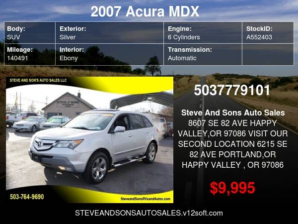 2007 Acura MDX SH AWD w/Sport 4dr SUV Package - - by for sale in Happy Valley, WA – photo 21