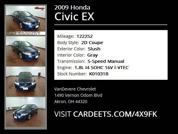 2009 Honda Civic EX, Slush - cars & trucks - by dealer - vehicle... for sale in Akron, OH – photo 22