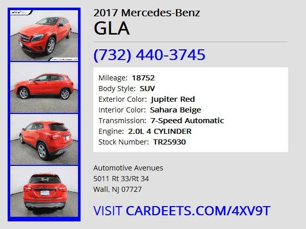 2017 Mercedes-Benz GLA, Jupiter Red - cars & trucks - by dealer -... for sale in Wall, NJ – photo 22