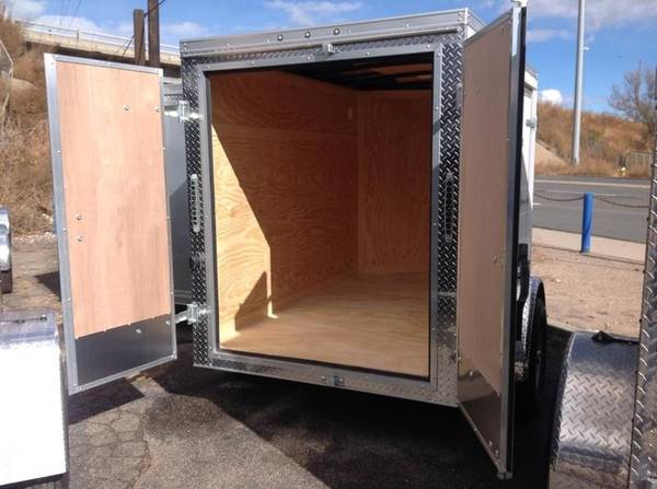 2020 Enclosed V-Front 5x8 Cargo Trailer with Double Rear Doors (82942) for sale in Wheat Ridge, CO – photo 3