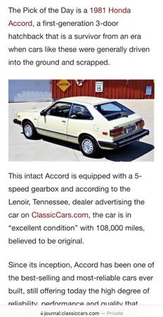 1981 Honda Accord for sale in Bethel, NY – photo 9