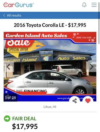 2016 TOYOTA COROLLA LE New OFF ISLAND Arrival 5/12 Low Miles READY! for sale in Lihue, HI – photo 2