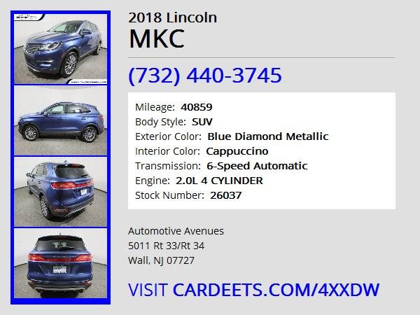 2018 Lincoln MKC, Blue Diamond Metallic - cars & trucks - by dealer... for sale in Wall, NJ – photo 22