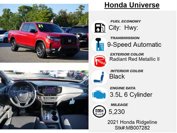 2021 Honda Ridgeline Sport pickup Red - - by dealer for sale in Lakewood, NJ – photo 7
