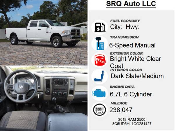 2012 Ram 2500 4WD 6-spd Manual Cummins w/ Liftgate - cars & trucks -... for sale in Bradenton, FL – photo 11