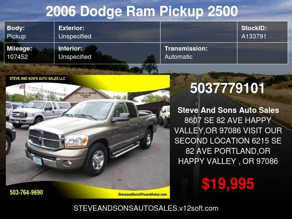 2006 Dodge Ram Pickup 2500 SLT - - by dealer - vehicle for sale in Happy Valley, WA – photo 22