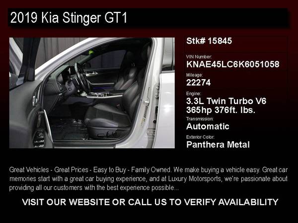 15845 - 2019 Kia Stinger GT1 CARFAX 1-Owner Under Warranty 19 sedan for sale in Phoenix, AZ – photo 2