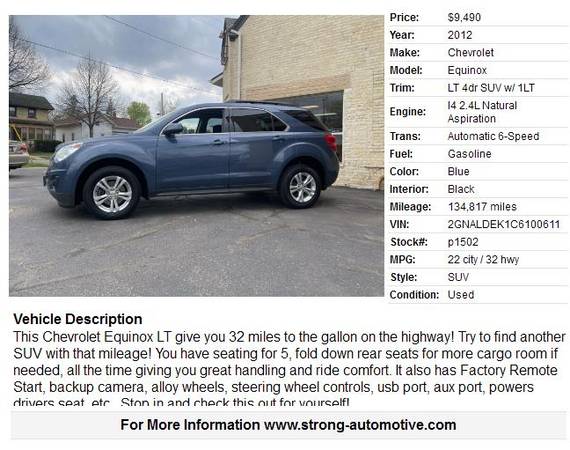 2012 Chevrolet Equinox LT 4dr SUV w/1LT - - by dealer for sale in Watertown, WI – photo 12