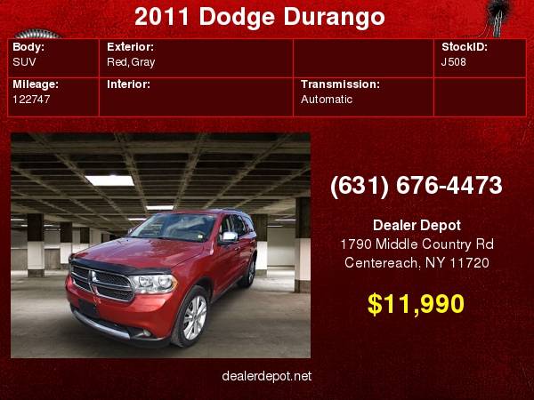 2011 Dodge Durango AWD 4dr Crew for sale in Centereach, NY