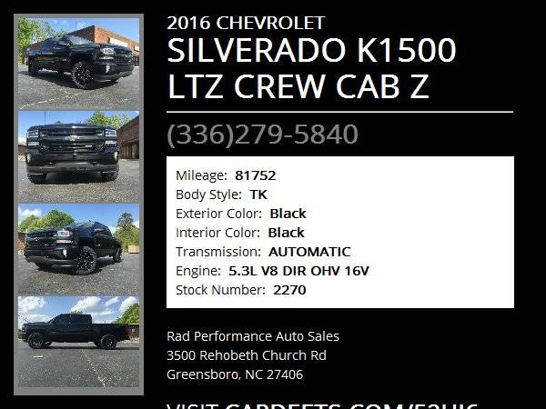 2016 CHEVROLET SILVERADO K1500 LTZ CREW CAB Z - - by for sale in Greensboro, NC – photo 22