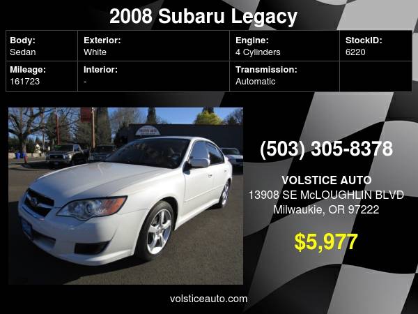 2008 Subaru Legacy H4 Auto *PEARL WHITE* RUNS AWESOME !!! - cars &... for sale in Milwaukie, OR