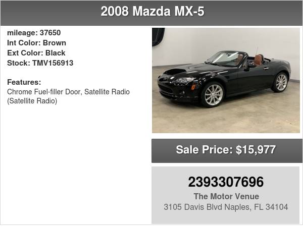 2008 Mazda MX-5 Miata 2dr Conv PRHT Auto Touring - cars & trucks -... for sale in Naples, FL – photo 24