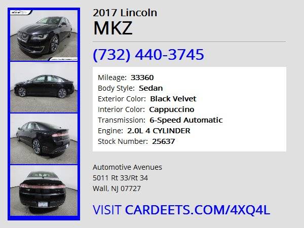 2017 Lincoln MKZ, Black Velvet - cars & trucks - by dealer - vehicle... for sale in Wall, NJ – photo 22