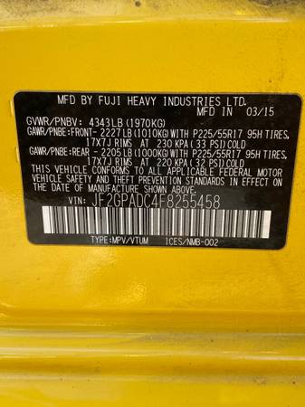 2015 Yellow Subaru Crosstrek - cars & trucks - by owner - vehicle... for sale in Concord, NC – photo 11