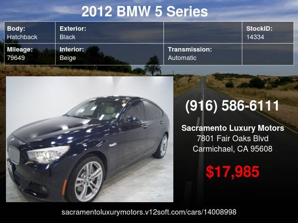 2012 BMW 5 Series 550i Gran Turismo LOW MILES LOADED with - cars & for sale in Carmichael, CA – photo 23