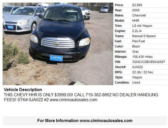 2009 Chevrolet HHR LS 4dr Wagon 108436 Miles - cars & trucks - by... for sale in Fountain, CO – photo 2