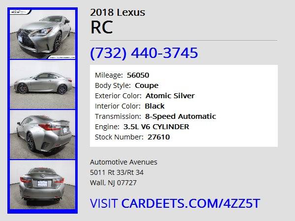 2018 Lexus RC, Atomic Silver - - by dealer - vehicle for sale in Wall, NJ – photo 22