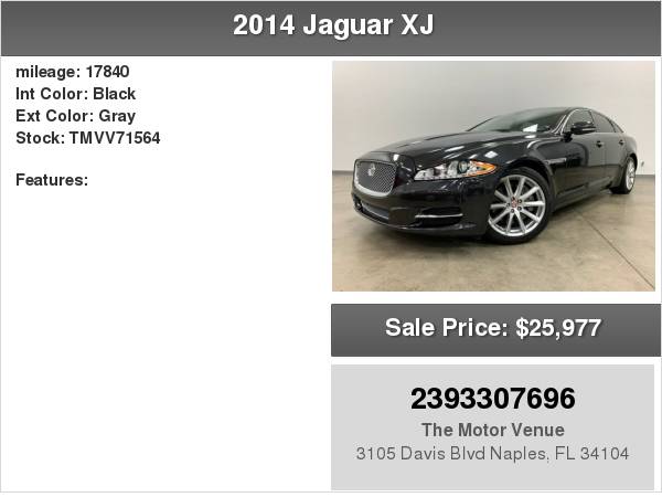 2014 Jaguar XJ 4dr Sdn RWD with Outside Temp Gauge for sale in Naples, FL – photo 24
