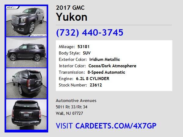 2017 GMC Yukon, Iridium Metallic - cars & trucks - by dealer -... for sale in Wall, NJ – photo 22