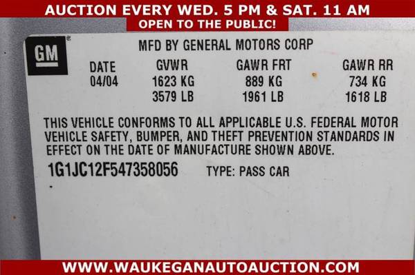 2004 *CHEVROLET/CHEVY* *CAVALIER* GAS SAVER 2.2L I4 GOOD TIRES 328056 for sale in WAUKEGAN, WI – photo 10