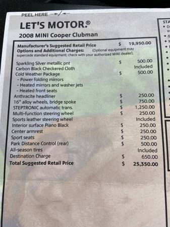 RELISTED 2008 Mini Cooper Clubman 1-owner 23k original miles for sale in Jefferson, WI – photo 2