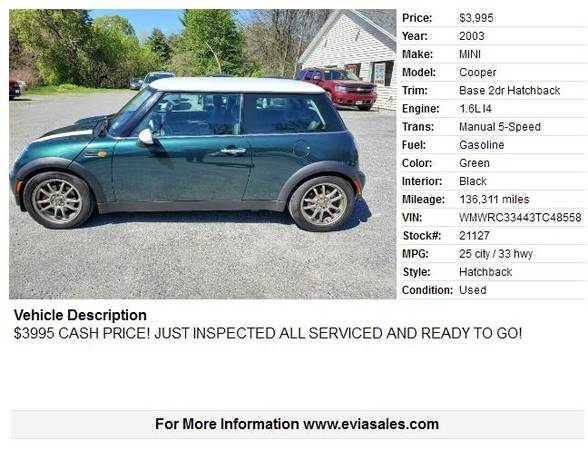 2003 MINI COOPER SUPER CLEAN CAR! - - by dealer for sale in Glens Falls, NY – photo 2