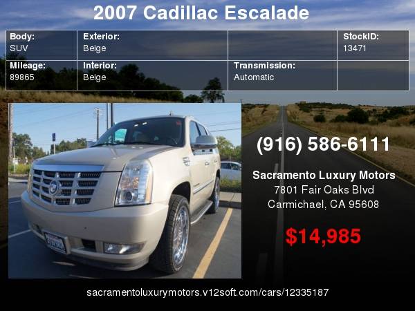 2007 Cadillac Escalade Base AWD LOW 89K MILES LOADED WARRANTY with for sale in Carmichael, CA – photo 24