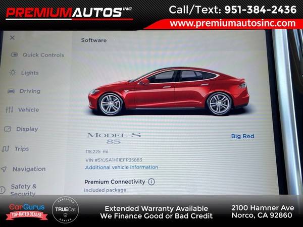 2014 Tesla Model S Electric 85 - ALL GLASS PANORAMIC ROOF Hatchback... for sale in Norco, CA – photo 4