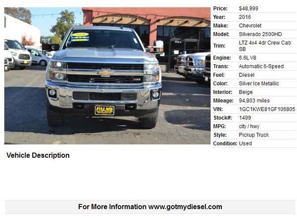 2016 Chevrolet Silverao 2500 LTZ Z71 4x4 Duramax Lifted Diesel -... for sale in Citrus Heights, CA – photo 2