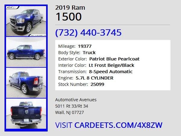 2019 Ram 1500, Patriot Blue Pearlcoat - cars & trucks - by dealer -... for sale in Wall, NJ – photo 22