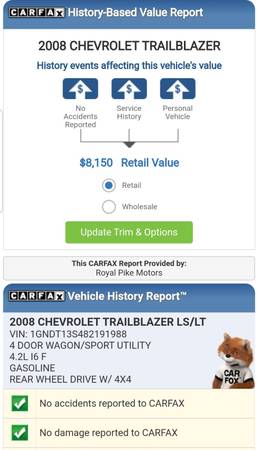 2008 CHEVY TRAIL BLAZER 4X4 *LOADED*EXCELLENT+FREE 3 MONTHS WARRANTY! for sale in Front Royal, VA – photo 2