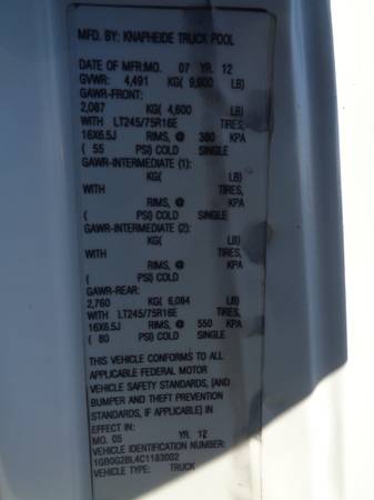 2012 CHEVROLET EXPRESS 3500 CUTAWAY 6.6L DURAMAX KNAPHEIDE KUV -... for sale in Rushville, OH – photo 9