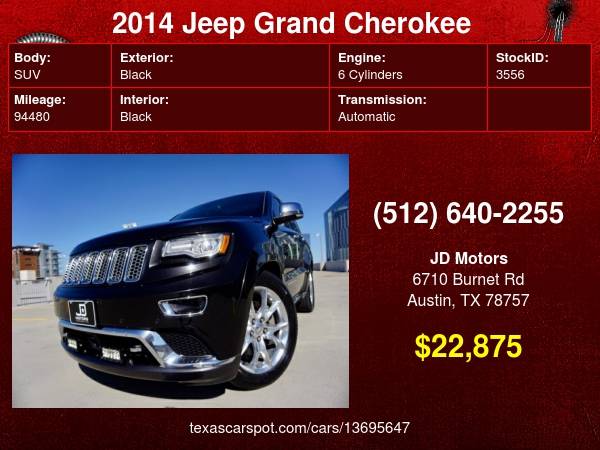 2014 Jeep Grand Cherokee *(( Rare Diesel * Summit * TVs * Loaded ))*... for sale in Austin, TX – photo 24