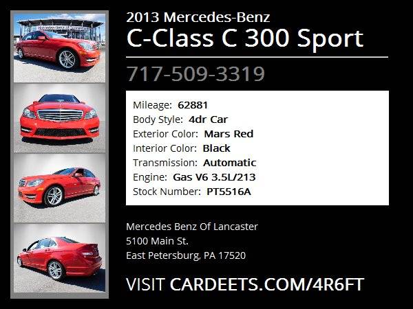 2013 Mercedes-Benz C-Class C 300 Sport, Mars Red for sale in East Petersburg, PA – photo 23