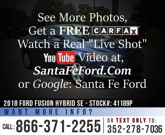 2018 FORD FUSION HYBRID SE Remote Start - Touchscreen - cars for sale in Alachua, FL – photo 7