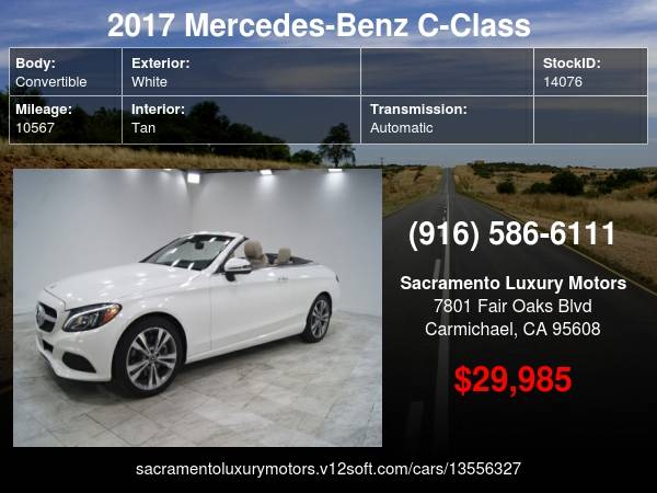 2017 Mercedes-Benz C-Class C 300 2dr Convertible BLACK FIRDAY... for sale in Carmichael, CA – photo 24
