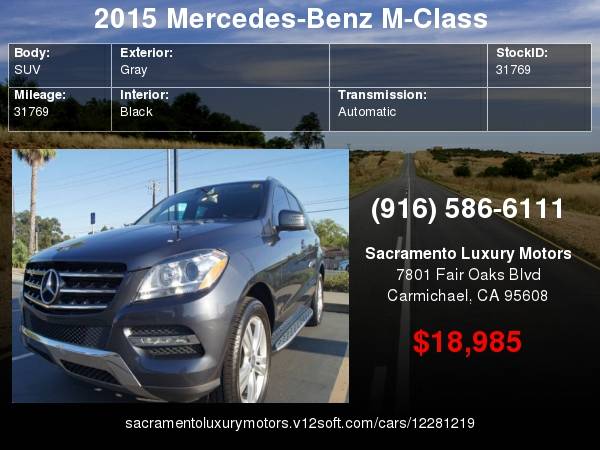 2015 Mercedes-Benz M-Class ML 350 30K MILES LOADED WARRANTY ML350 with for sale in Carmichael, CA – photo 21