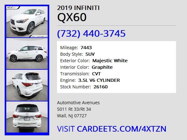 2019 INFINITI QX60, Majestic White - cars & trucks - by dealer -... for sale in Wall, NJ – photo 22