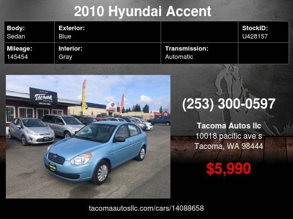 2010 Hyundai Accent GLS 4dr Sedan - - by dealer for sale in Tacoma, WA – photo 18