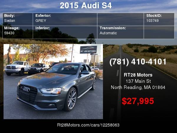 2015 AUDI S4 PREMIUM PLUS QUATTRO Financing Available For All! for sale in North reading , MA – photo 24