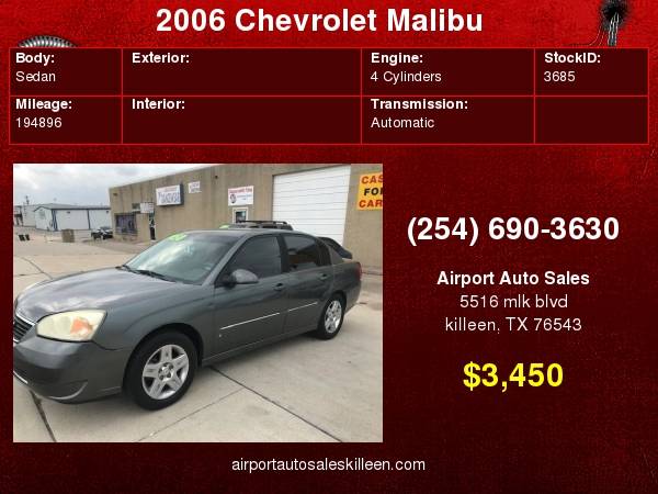 2006 Chevrolet Malibu 4dr Sdn LT w/0LT for sale in Killeen, TX