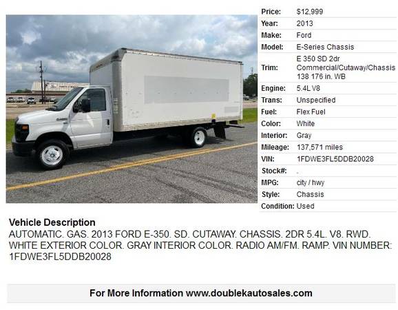2013 FORD E350 CUTAWAY - - by dealer - vehicle for sale in Baton Rouge , LA – photo 2