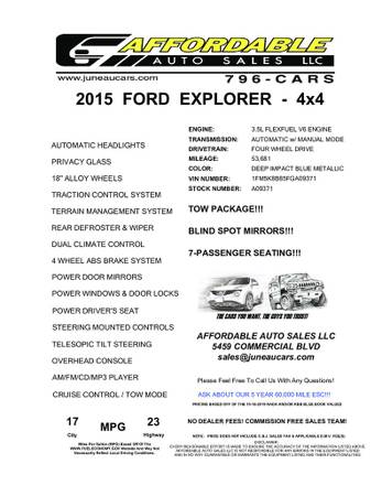 2015 FORD EXPLORER 4WD WITH 3RD ROW SEATING! for sale in Juneau, AK – photo 4