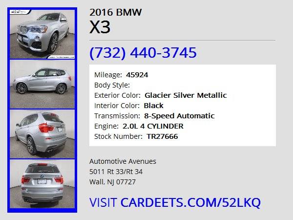 2016 BMW X3, Glacier Silver Metallic - - by dealer for sale in Wall, NJ – photo 22