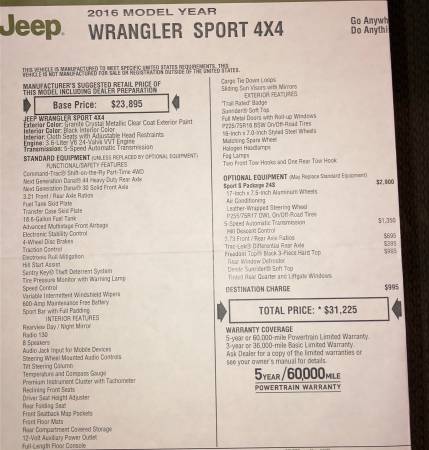 2016 Jeep Wrangler 2 door Sport S - cars & trucks - by owner -... for sale in Tucson, AZ – photo 24