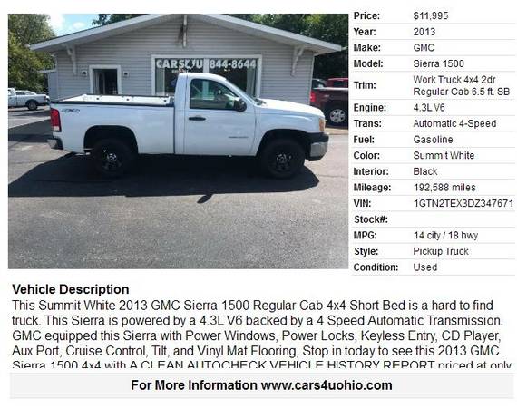 2013 GMC Sierra 1500 Short Bed 4x4 Reduced - - by for sale in Hamilton, OH – photo 2