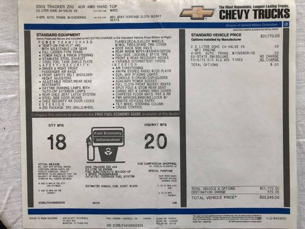 2003 Chevrolet Tracker ZR2 for sale in Cannon Falls, MN – photo 12