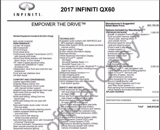 2017 INFINITI QX60 SKU:HC550124 SUV - cars & trucks - by dealer -... for sale in Tustin, CA – photo 2